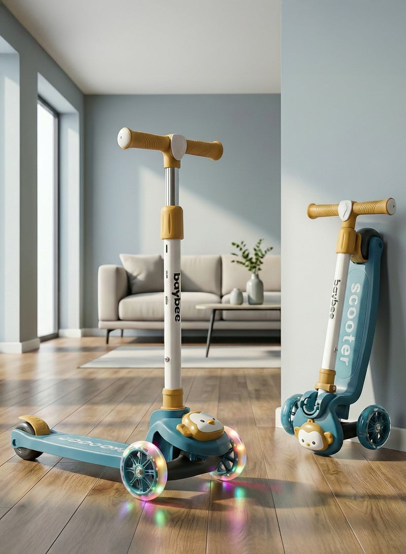 بيبي سكوتر بنغوين للأطفال | سكوتر بثلاث عجلات للأطفال بثلاثة ارتفاعات قابلة للتعديل، مزود بإضاءة LED وموسيقى | سكوترات تزلج تتحمل وزنًا يصل إلى 50 كجم | سكوترات جري للأطفال من عمر سنتين إلى 10 سنوات، لون أخضر - Image 1